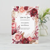 Save The Date Script Boho Burgundy (Debout devant)