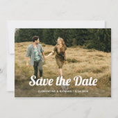 Save The Date Script Boho | Deux photos et code QR (Devant)