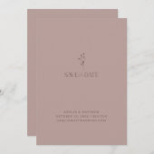 Save The Date Script Botanique Chic Simple Mariage Dusty Mauve (Devant / Derrière)