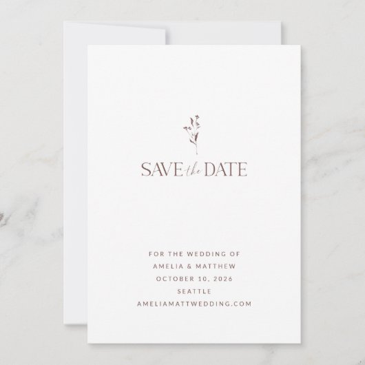 Save The Date Script Botanique Chic simple Mariage Mauve Blanc (Devant)
