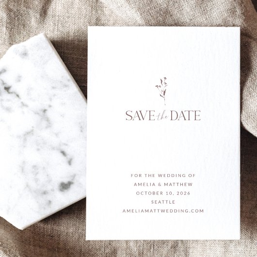 Save The Date Script Botanique Chic simple Mariage Mauve Blanc
