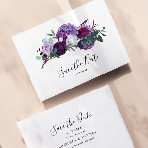 Save The Date Script botanique moderne violet