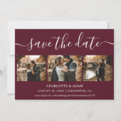 Save The Date Script Burgundy Photo Mariage Enregistrer Les Cart (Devant)