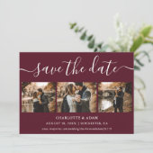 Save The Date Script Burgundy Photo Mariage Enregistrer Les Cart (Debout devant)
