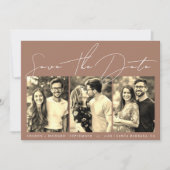 Save The Date Script calligraphie 3 sepia photo collage mocha (Devant)