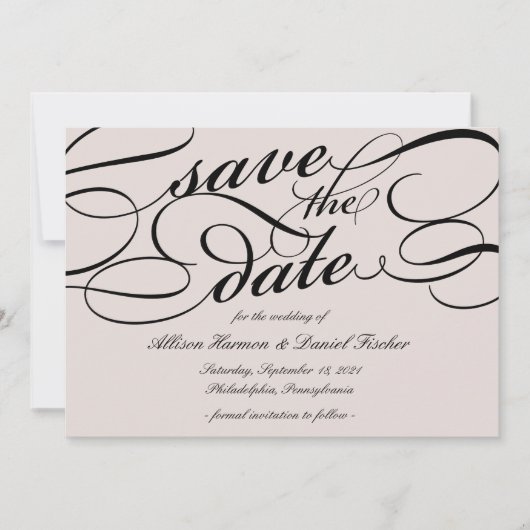 Save The Date Script classique Enregistrer la date | Cameo Blush (Devant)