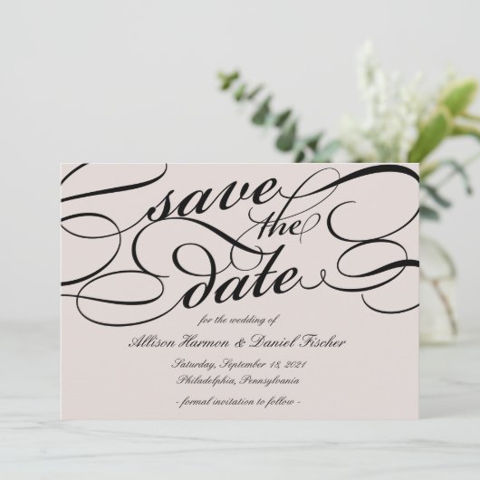 Save The Date Script classique Enregistrer la date | Cameo Blush (Debout devant)