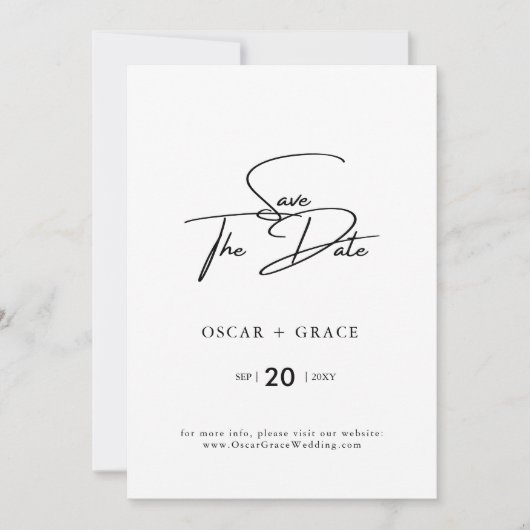 Save The Date Script Classique Moderne Enregistrer L'Invitation (Devant)
