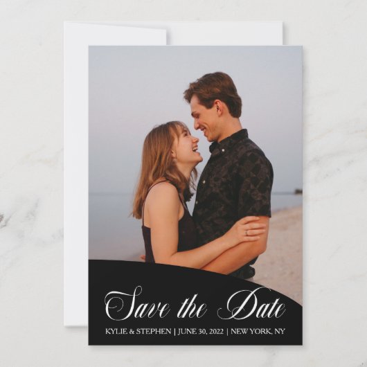 Save The Date Script classique moderne simple Deux Mariage photo (Devant)