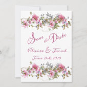 Save The Date Script d'aquarelle rose romantique (Devant)