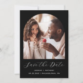 Save The Date Script d'arc photo minimal QR Code noir (Devant)
