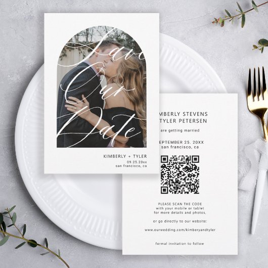 Save The Date Script d'arche moderne photo QR CODE mariage