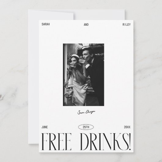 Save The Date Script de boissons gratuites simple moderne (Devant)