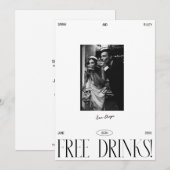 Save The Date Script de boissons gratuites simple moderne (Devant / Derrière)