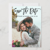Save The Date Script de brosse moderne Couple Photo B (Devant)