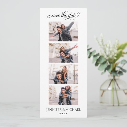 Save The Date Script de calligraphie de Photomaton Photo avec QR (Debout devant)
