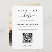 Save The Date Script de calligraphie moderne QR Code Photo Enreg (Devant / Derrière)