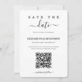 Save The Date Script de calligraphie moderne QR Code Photo Enreg (Devant)