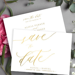 Save The Date Script de calligraphie or minimaliste moderne mari