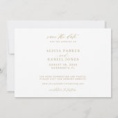 Save The Date Script de calligraphie or moderne mariage photo (Dos)
