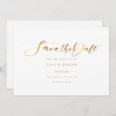 Save The Date Script de calligraphie or simple et élégant (Devant / Derrière)