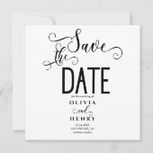Save The Date Script de calligraphie romantique noir et blanc (Devant)