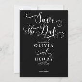 Save The Date Script de calligraphie romantique Photo noire Code (Devant)