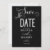 Save The Date Script de calligraphie romantique Photo noire Code (Devant)