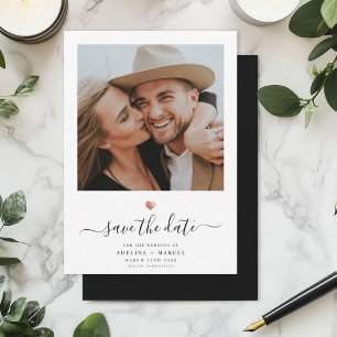 Save The Date Script de coeur or Rose simple moderne