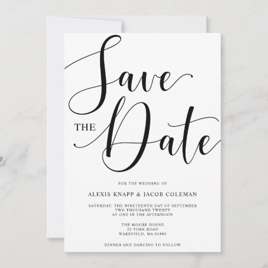Save The Date Script de mariage élégant Enregistrer la date de l (Devant)