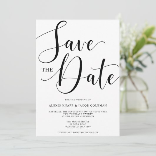Save The Date Script de mariage élégant Enregistrer la date de l (Debout devant)