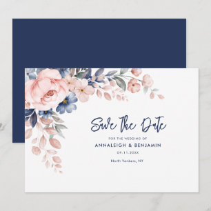 Save The Date Script de Mariage végétal rose