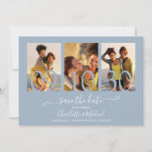 Save The Date Script de signature de collage de 3 photos Bleu po (Devant)
