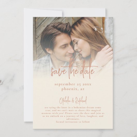 Save The Date Script de superposition de photo rustique QR Code  (Devant)
