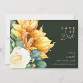Save The Date Script de tournesol | Vert foncé horizontal (Devant)