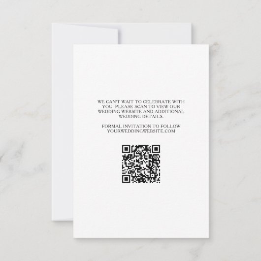Save The Date Script de typographie moderne Code QR Mariage (Dos)