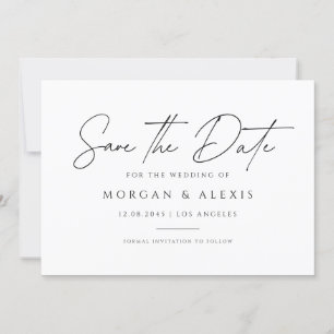 Save The Date Script d'écriture minimaliste noir