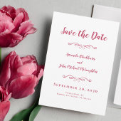 Save The Date Script délicat Calligraphie romantique Magenta Rou