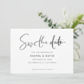Save The Date Script d'encre simple manuscrit Enregistrer la car (Debout devant)