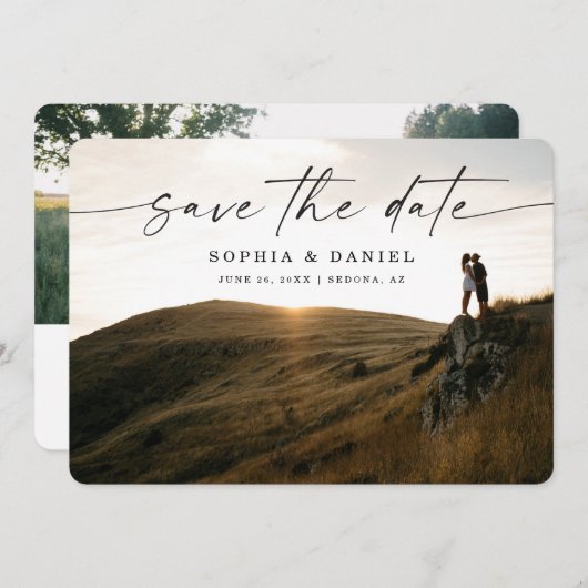 Save The Date Script Double Face Photo Enregistrer La Date (Devant / Derrière)