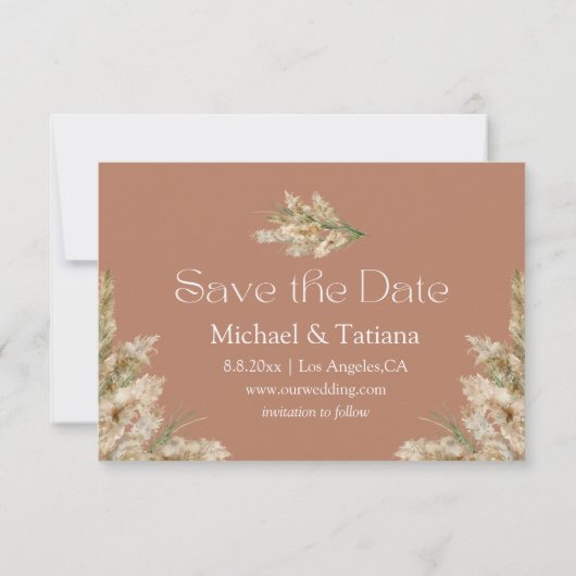 Save The Date script élégant 3 photos collage brun boho (Dos)