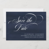 Save The Date Script élégant | bleu foncé (Devant)