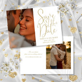 Save The Date Script élégant Chic Gold Mariage 2 Photo