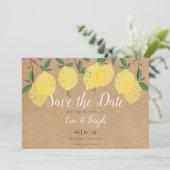 Save The Date Script élégant de citrons rustiques Boho (Debout devant)