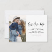 Save The Date Script Élégant de Sauvegarde de Date Photo Minimal (Dos)