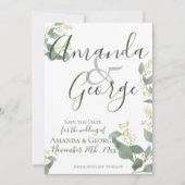 Save The Date Script élégant | Eucalyptus Feuilles | MARIAGE (Devant)