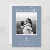 Save The Date Script Élégant Minimal Dusty Blue Enregistrer La D (Dos)
