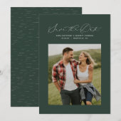 Save The Date Script élégant minimal vert chasseur photo (Devant / Derrière)