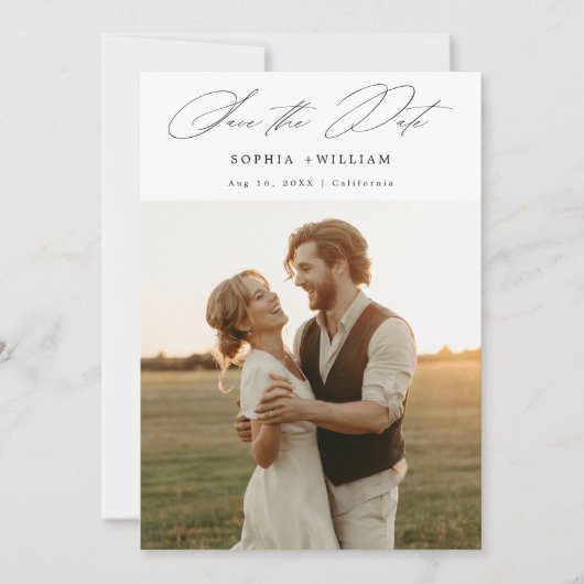 Save The Date Script élégant moderne Rustic Sunset Mariage photo (Devant)