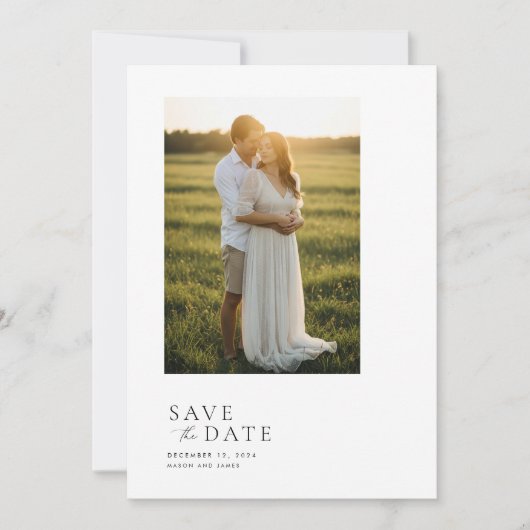 Save The Date Script élégant Simple QR Code Mariage photo (Devant)